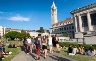 Students at the University of California, Berkeley, with the Campanile tower in the background. Credit: cdrin/Shutterstock