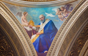 The fresco of St. Leo the Great, doctor of the Church, in the cupola of the Church of St. Maximus of Turin, Italy. Credit: Renata Sedmakova/Shutterstock