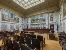 The Wisconsin State Supreme Court courtroom in the Wisconsin State Capitol in Madison.