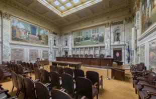 The Wisconsin State Supreme Court courtroom in the Wisconsin State Capitol in Madison. Nagel Photography/Shutterstock