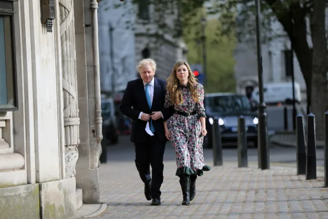 Boris Johnson and Carrie Symonds in London, England, May 6, 2021