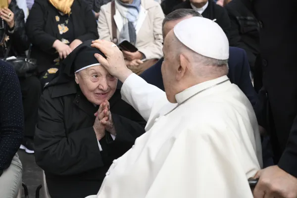 Pope Francis gives a blessing at his Wednesday general audience on Nov. 15, 2023. Credit: Vatican Media