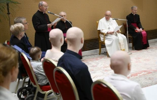 Pope Francis meets with young cancer patients from Poland at the Vatican on May 29, 2023. Credit: Vatican Media