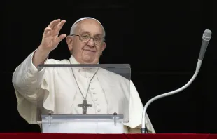 Pope Francis waves to pilgrims on All Saints' Day in St. Peter's Square, Nov. 1, 2023. Vatican Media