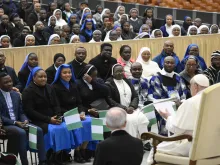 Pope Francis meets with Nigerians living in Rome on March 25, 2024.