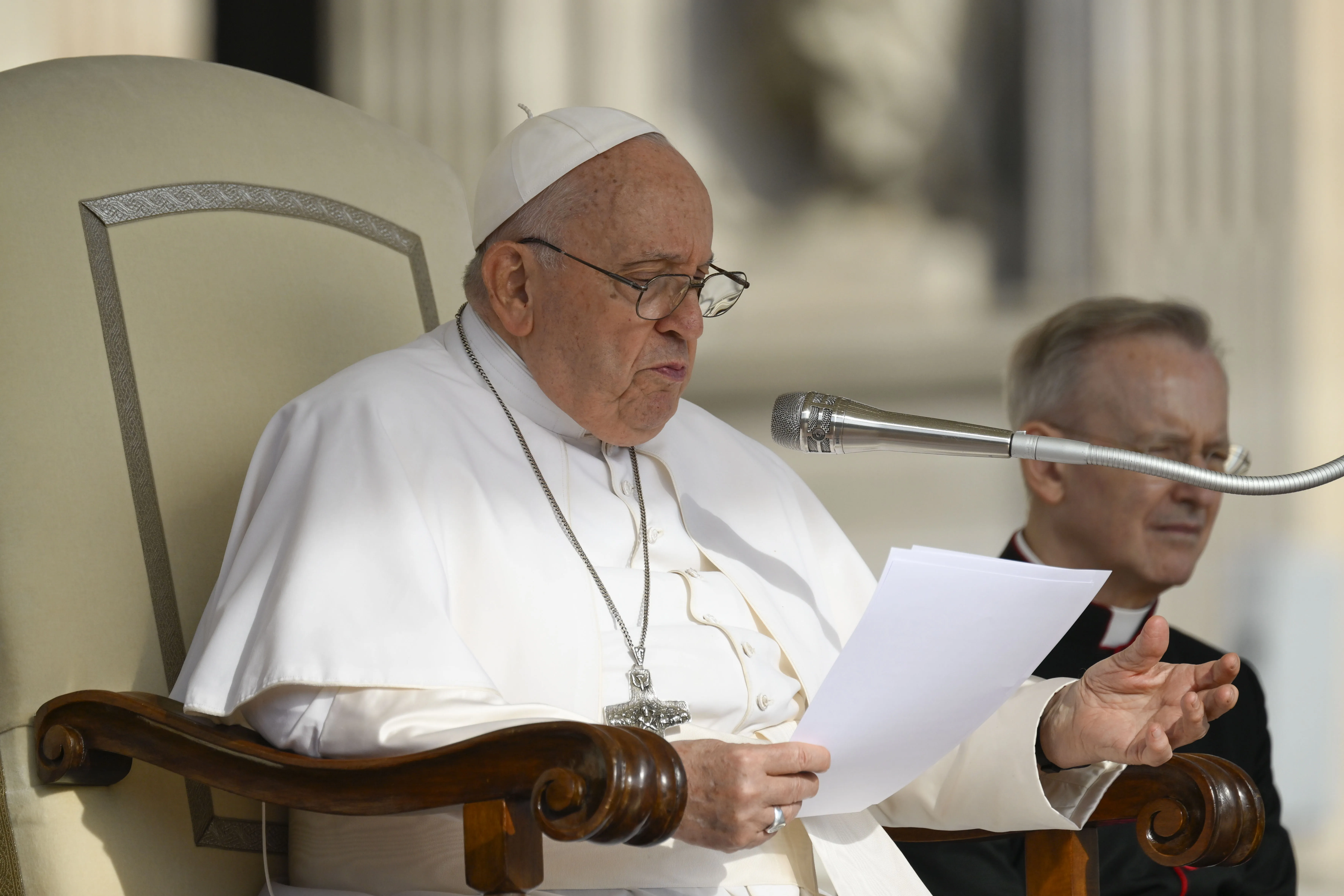 Pope Francis gives his general audience address in St. Peter’s Square at the Vatican on Sept. 13, 2023.?w=200&h=150