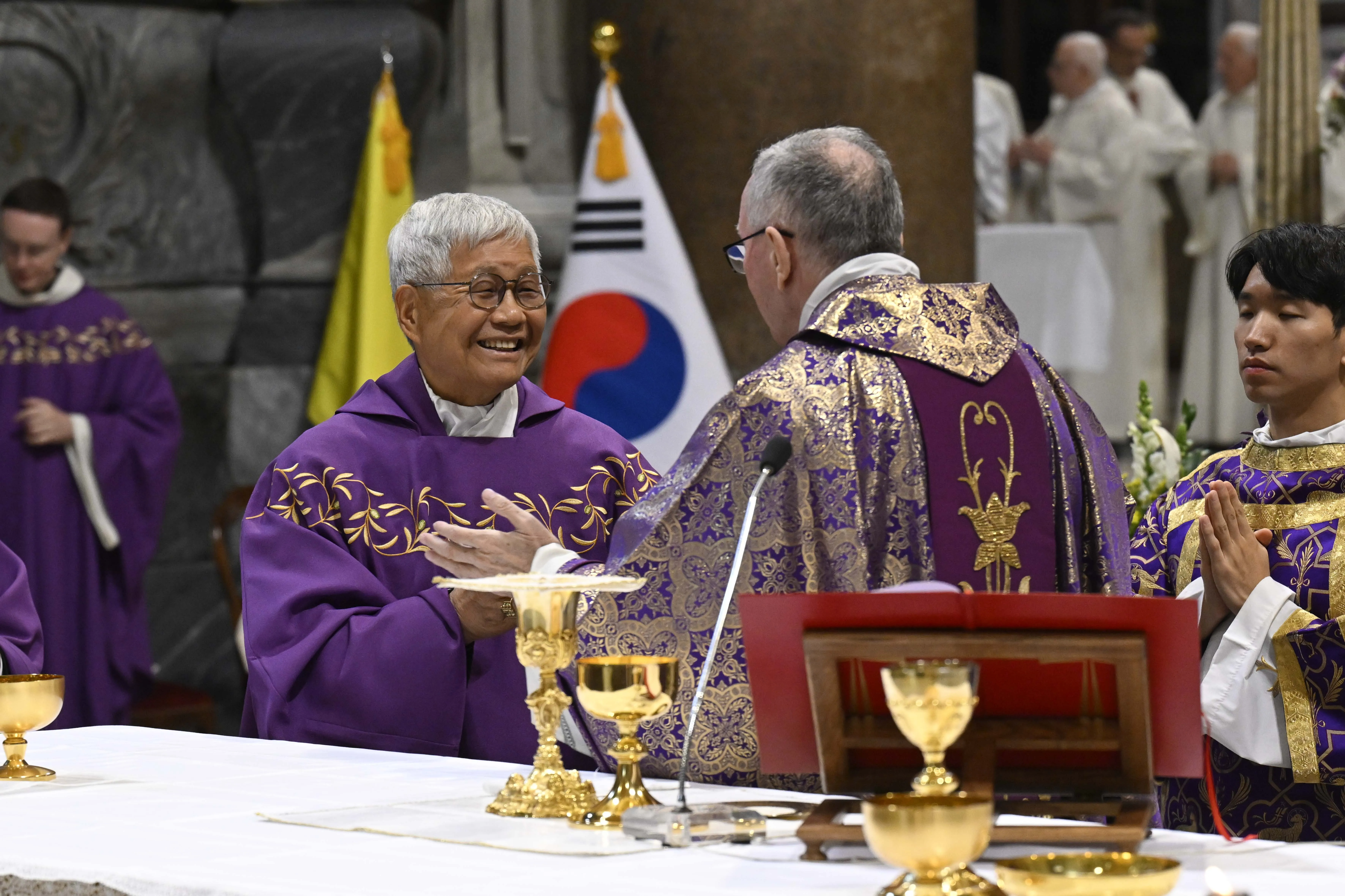 Cardinal Lazzaro You Heung-sik, prefect of Dicastery for the Clergy, and Vatican Secretary of State Cardinal Pietro Parolin celebrate Mass on Dec. 11, 2023, to mark the 60th anniversary of diplomatic relations between the Holy See and the Republic of Korea.?w=200&h=150