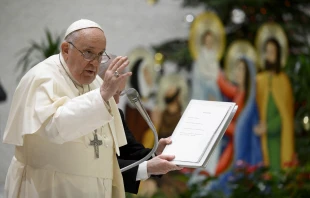 Pope Francis speaks at his general audience Dec. 13, 2023, in Paul VI Hall at the Vatican. Credit: Vatican Media