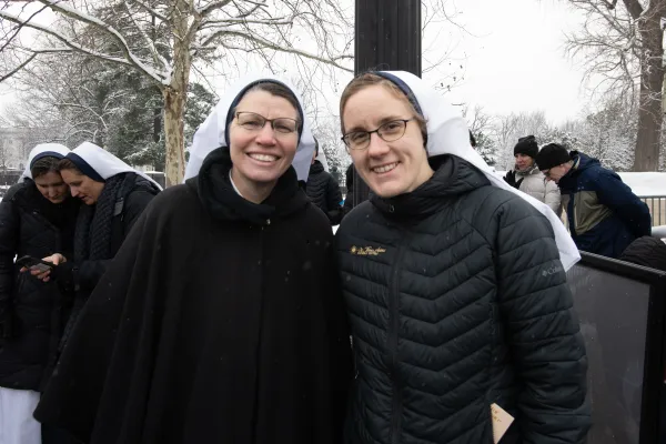 Sister Maris Stella (left) and Sister Veritas spoke with CNA on Jan. 19, 2024, about the importance of being in Washington, D.C., for the March for Life even following the fall of Roe v. Wade. Credit: Jeffrey Bruno
