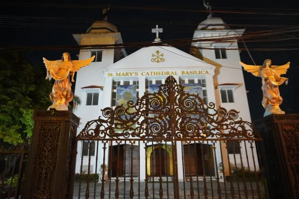 St. Mary's Basilica remained locked on Christmas Eve 2023 due to concerns about clashes over the "unified" synodal Mass. Credit: Anto Akkara