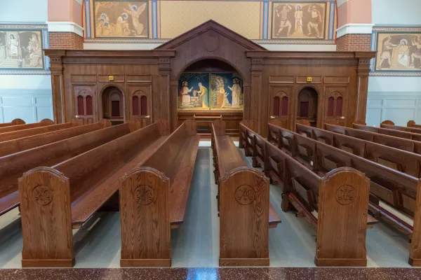 The confessionals in the new church at St. Mary’s Catholic Center at Texas A&M University. The church will be dedicated July 29, 2023. Credit: Photo courtesy of St. Mary’s Catholic Center