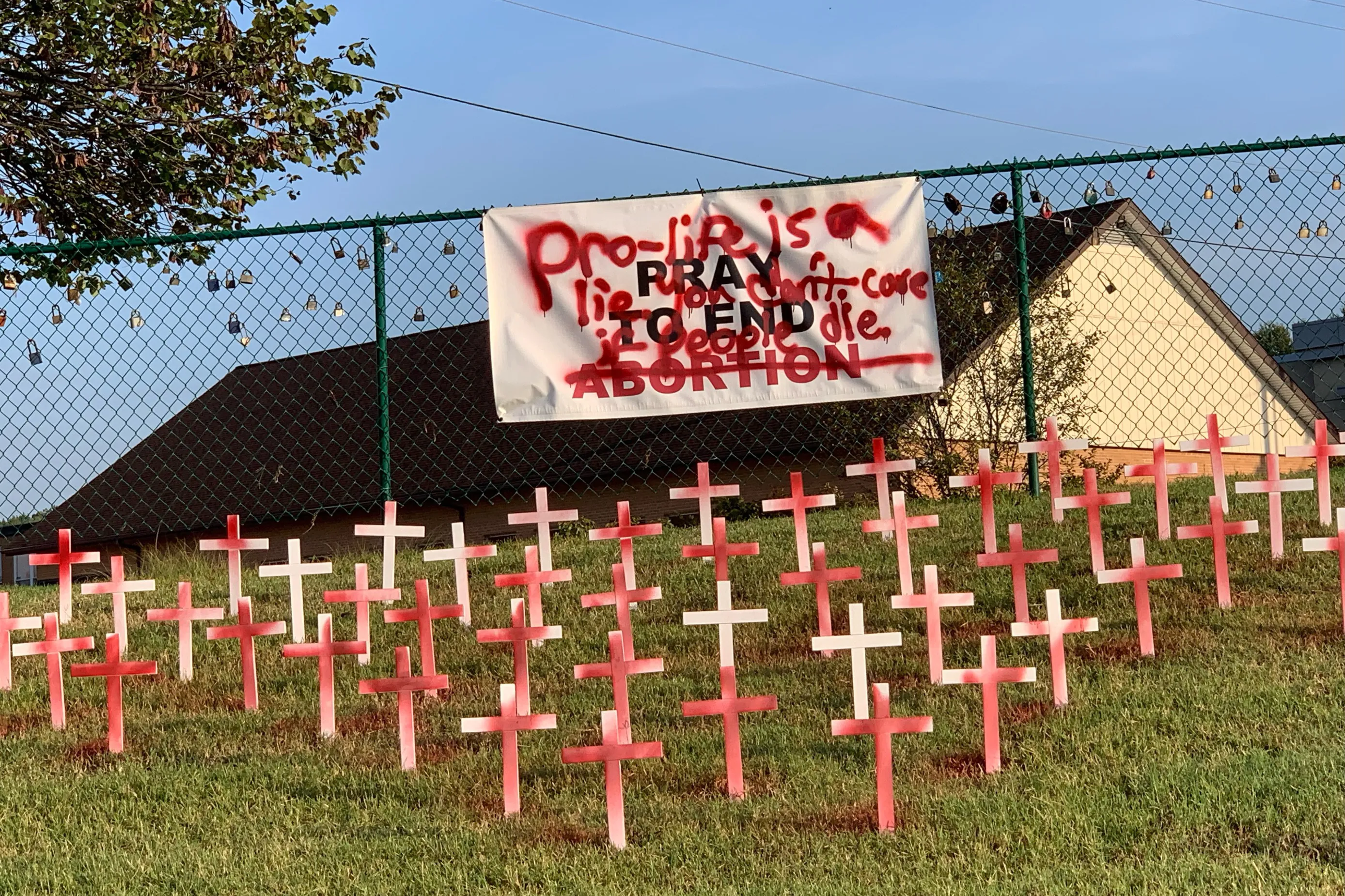 Vandalism of a pro-life display outside St. Paul Catholic Church in Fenton, Missouri, on Oct. 3, 2023.?w=200&h=150