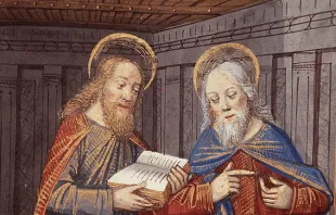 St. Simon Zelotes holding a book and St. Jude Thaddaeus National Library of the Netherlands