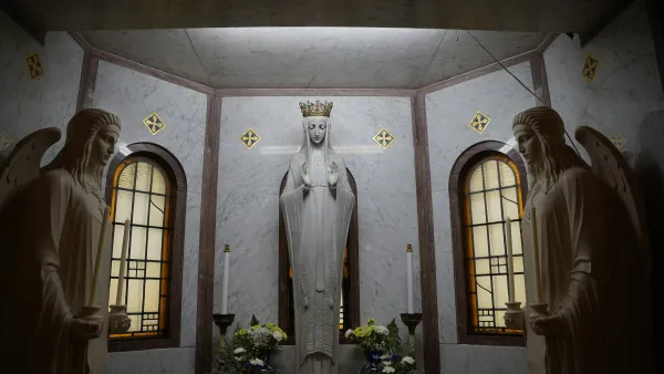 The Immaculata statue at St. Hyacinth Parish in Detroit, Michigan, originally from Immaculate Conception Parish, had its headpiece restored on May 5 after the parish’s May crowning ceremony. The crown dates back to when the statue was located in the main altar of Immaculate Conception Parish and went missing after the statue was moved to St. Hyacinth following the closure of Immaculate Conception Parish. Credit: Daniel Meloy | Detroit Catholic