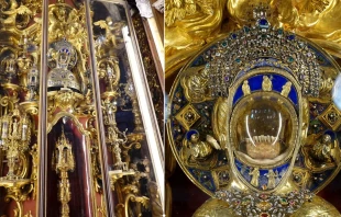 Gold reliquairies containing the chin and tongue of St. Anthony of Padua in the Basilica of St. Anthony of Padua in Italy. Credit: Richard Mortel/CC BY 2.0 via Flickr