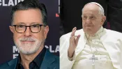 Stephen Colbert and Pope Francis.