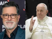 Stephen Colbert and Pope Francis.