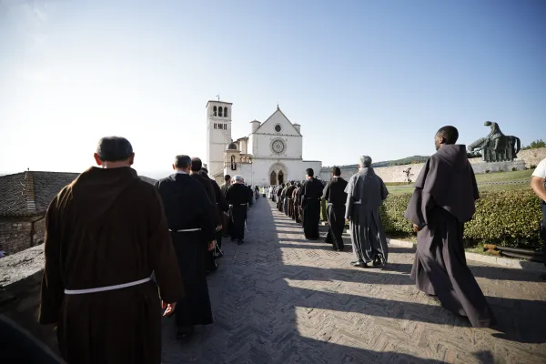Assisi | Oct. 4, 2023: Franciscan friars enter the Basilica of St. Francis in Assisi, Italy on his feast day. Sala Stampa Sacro Convento Assisi
