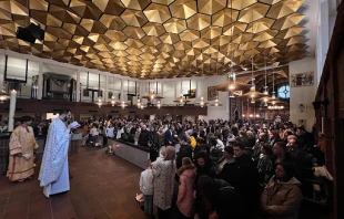 Divine Liturgy in St. Erik’s Catholic Cathedral in Stockholm, Sweden, on Easter Sunday 2022. Courtesy of Father Andriy Melnychuk