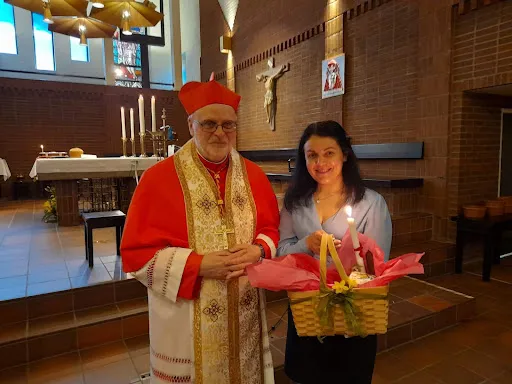 Cardinal Anders Arborelius attended the Divine Liturgy in St. Erik’s Catholic Cathedral in Stockholm, Sweden on Easter Sunday 2022. Courtesy of Father Andriy Melnychuk