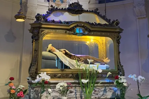 Caption: St. Thérèse’s tomb is a short walk from her childhood home in the Carmel of Lisieux. Photo credit: Courtney Mares