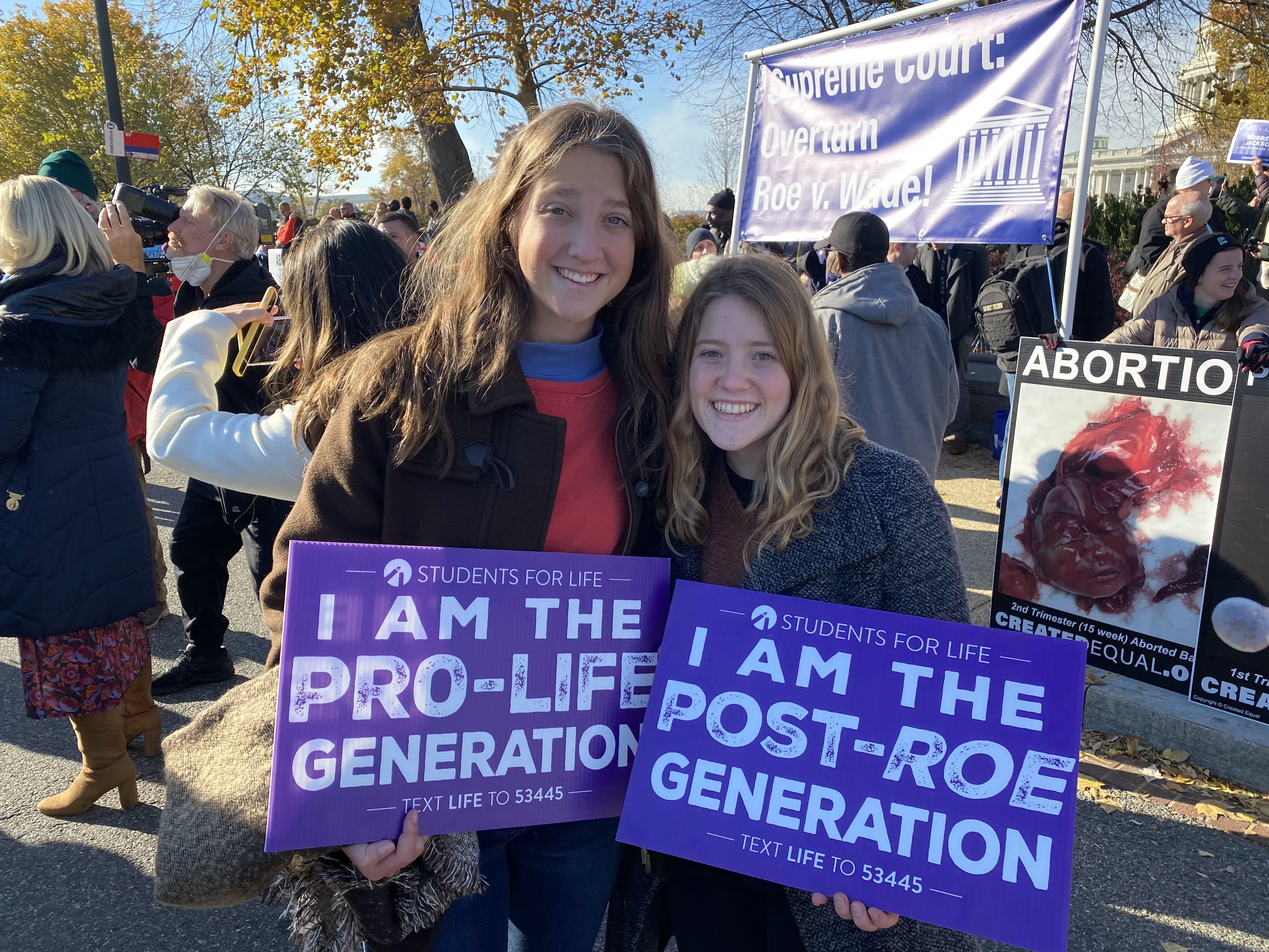 Delia Tuttlebee (right) from Texarkana, Texas, and Laura Lane from Birmingham, Alabama, attend Mississippi College and came to the pro-life rally outside the Supreme Court on Dec. 1, 2021, with Students for Life of America. Tuttlebee interns with Students for Life and Lane serves as president of the Students of Life chapter at MC.?w=200&h=150