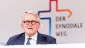 Thomas Sternberg speaking at a press conference for the German "Synodal Way" on Sept. 30, 2021, in Frankfurt.