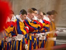 New Swiss Guards prepare to be sworn in on May 6, 2024, at the Vatican.