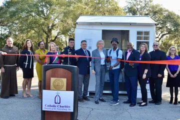 The opening of Tampa Hope, an emergency homeless shelter of Catholic Charities of the Diocese of St. Petersburg in Tampa, Fla., Dec. 13, 2021.