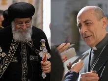 Cardinal Víctor Manuel Fernández, prefect of the Dicastery for the Doctrine of the Faith, and Coptic Pope Tawadros II of Alexandria.