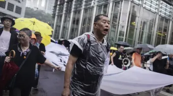 Jimmy Lai at a Hong Kong protest.