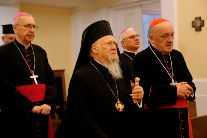 Archbishop Stanisław Gądecki with Bartholomew I of Constantinople in Warsaw, Poland, on March 29, 2022.