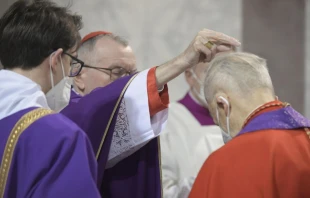Cardinal Pietro Parolin celebrates Mass at the Basilica of Santa Sabina on the Aventine Hill in Rome, Italy, March 2, 2022. Vatican Media.