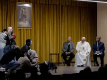 Pope Francis meets young people of the Scholas Community at Rome’s Pontifical International College Maria Mater Ecclesiae, Nov. 25, 2021