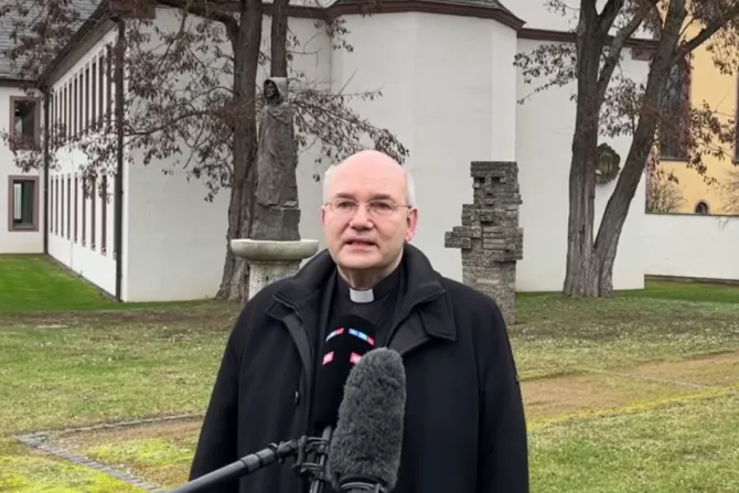 Bishop Helmut Dieser, chairman of the Synodal Way forum on ‘Living in Successful Relationships,’ welcomes the #OutInChurch campaign, Jan. 24, 2022