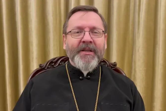 Major Archbishop Sviatoslav Shevchuk records a video message on March 2, 2022