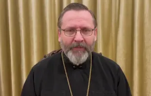 Major Archbishop Sviatoslav Shevchuk records a video message on March 4, 2022. Screenshot from news.ugcc.ua.
