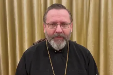 Major Archbishop Sviatoslav Shevchuk records a video message on March 4, 2022