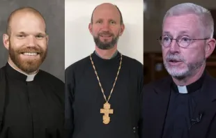 Father Joseph Friend, Father Artur Bubnevych, and Father Donald Planty are among five U.S. parish priests who have been selected to attend a global gathering of 300 priests at the Vatican from April 28 to May 2, 2024, as part of the ongoing Synod on Synodality. Credit: Courtesy of Father Joseph Friend; courtesy of Father Artur Bubnevych; EWTN News in Depth/Screenshot
