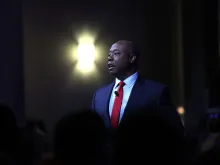 Republican presidential candidate Sen. Tim Scott, R-South Carolina, speaks to guests gathered at New Beginnings Church in the Woodlawn neighborhood on Oct. 23, 2023, in Chicago.