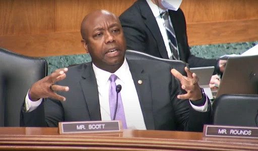 Sen. Tim Scott (R-S.C.) speaks during a U.S. Senate committee hearing May 11, 2022.?w=200&h=150