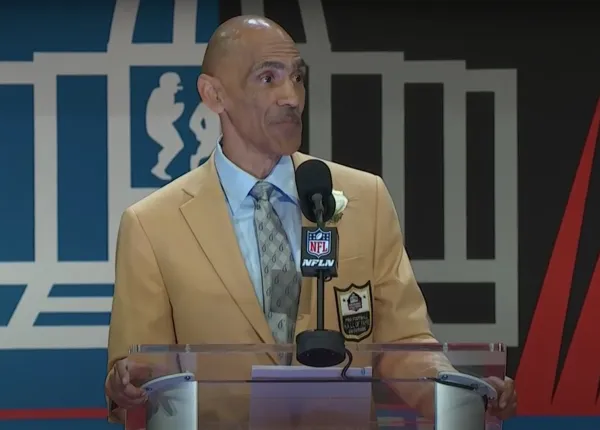 Tony Dungy gives a speech at his 2016 induction into the Pro-Football Hall of Fame. Credit: NFL YoutTube Channel 2016/Screenshot