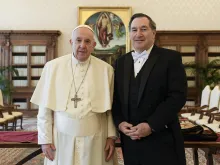 Pope Francis meets with Joe Donnelly, the new U.S. Ambassador to Holy See, at the Vatican, April 11, 2022.