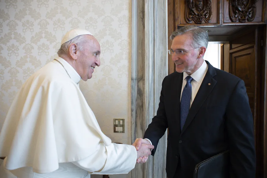 Pope Francis meets with Patrick E. Kelly, Supreme Knight of the Knights of Columbus, Oct. 25, 2021.?w=200&h=150