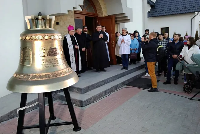 The Voice of the Unborn bell arrives in Lviv, Ukraine, on March 24, 2022
