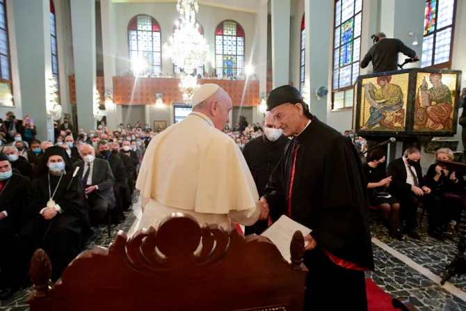Pope Francis visits the Maronite Cathedral of Our Lady of Grace in Nicosia, Cyprus, Dec. 2, 2021