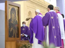 Pope Francis celebrates Mass at the Granaries in Floriana, Malta, April 3, 2022.