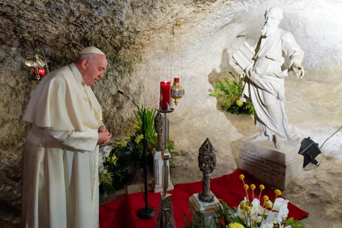 Pope Francis visits St. Paul’s Grotto in Rabat, Malta, April 3, 2022.