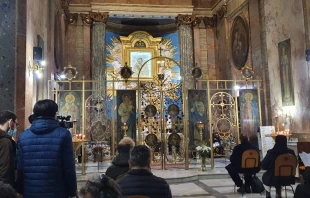 Evening prayer at Rome’s Cathedral Church of Saints Sergius and Bacchus on Feb. 25, 2022. Hannah Brockhaus/CNA.