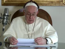 Pope Francis reads his message broadcast on BBC Radio 4 on Oct. 29, 2021.